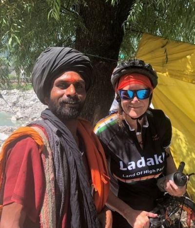 Geraldine Connolly Cycling on the  tour with redspokes